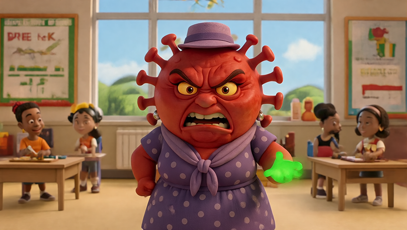 Gen4Turbo create an image of this character in a prek 4 classrom, make sure the kids in the 15459679 (1)